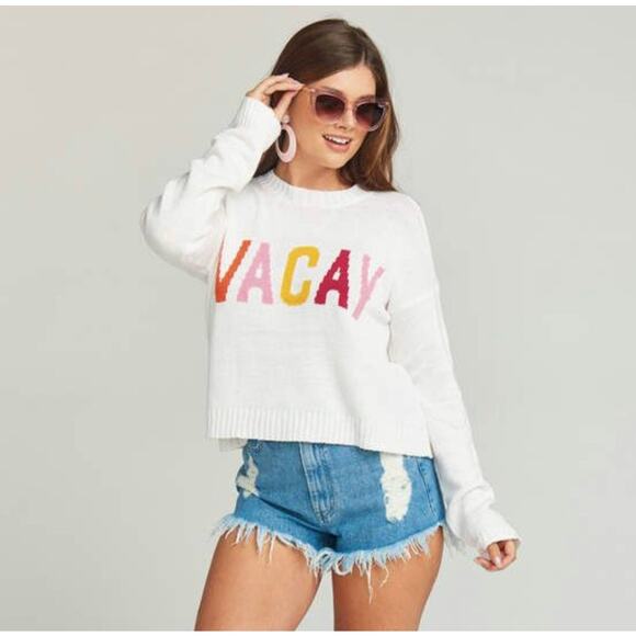 Show Me Your Mumu Cropped Varsity VACAY Sweater Small - Picture 9 of 9